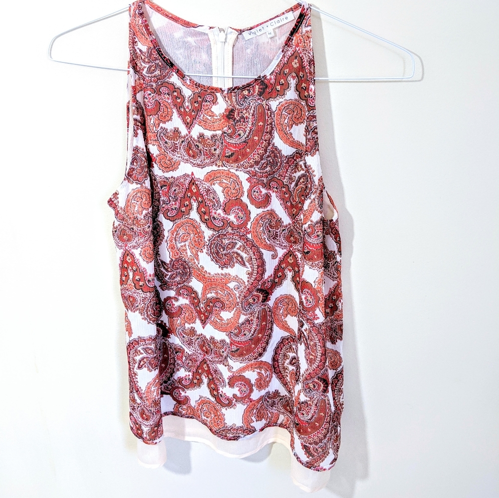 Violet + Claire Boho Paisley Sleeveless Blouse